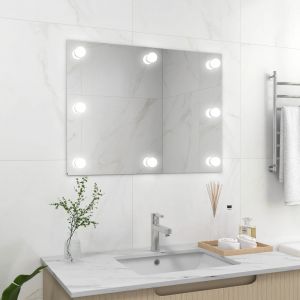 VidaXL Miroir Mural Verre Rectangulaire sans Cadre avec Lampes LED