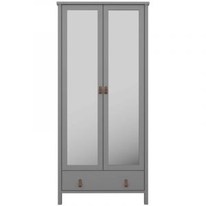 Tromsø armoire de rangement 2 portes miroir 1 tiroir gris.