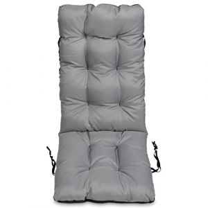 SuperKissen24 Coussin Dossier pour Chaise Longue, Siège, Banc de Jardin - 123x48 cm - Bain de Soleil - imperméable - Gris