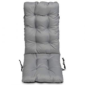 Image de SuperKissen24 Coussin Dossier pour Chaise Longue, Siège, Banc de Jardin - 123x48 cm - Bain de Soleil - imperméable - Gris