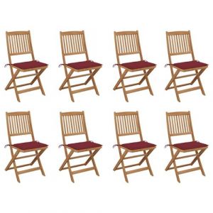 VidaXL Chaises pliables d'extérieur avec coussins 8 pcs Bois d'acacia