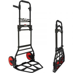 Diable pliable 150kg - Tube acier - Roues increvables - Faible encombrement - Ht 115cm - Plateau antidérapant aluminium 35x29cm