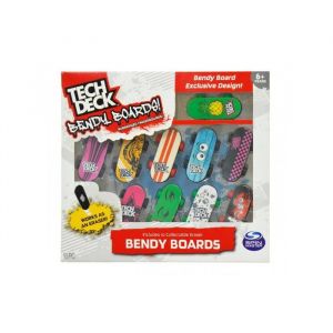 Coffret tech deck bendy boards : 10 finger skate - planches caoutchouc flexible - design exclusif - set mini skate doigt + carte