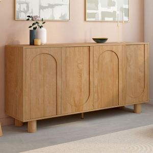 Idmarket Buffet 160 cm ARCHIE 4 portes design arche bois fa&ccedil;on ch&ecirc;ne