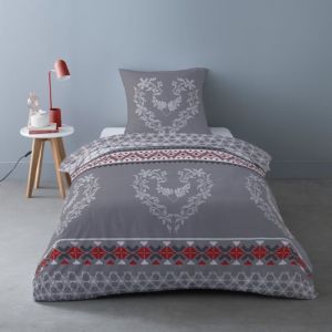 Dourev Housse de couette Flanelle 140x200 sigale + 1 taie