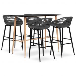 VidaXL Ensemble de bar 5 pcs Noir et gris Noir et gris