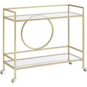 Beliani Desserte de cuisine m&eacute;tal dor&eacute; verre