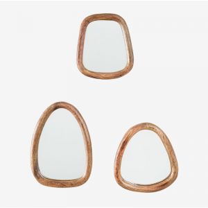 Lot de 3 miroirs muraux en manguier Gabael Design SKLUM Bois de mangue