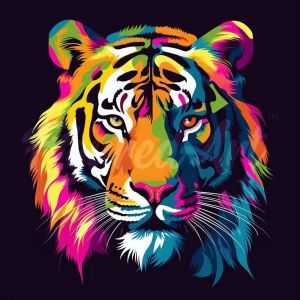 Mini broderie diamant : Tigre Abstrait Pop Art - toile tendue sur chassis