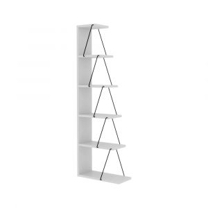 Dmora - Bibliothèque Dpallanc, Etagère de bureau, Porte-livre mobile, Librairie, 50x22h150 cm, Blanc et Noir