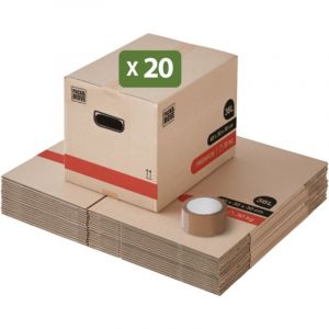 Cartons d&eacute;m&eacute;nagement livres premium 36L (40 x 30 x 30 cm) et adh&eacute;sifs offerts