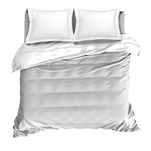 Image de De Witte Lietaer Bumblebee Parure Percale Housse de Couette + Taies d'oreiller, Coton, Blanc/Argent, 260x240 cm