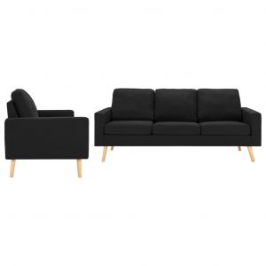 VidaXL Ensemble de Canapés 2 pcs Tissu Noir Modèle 3