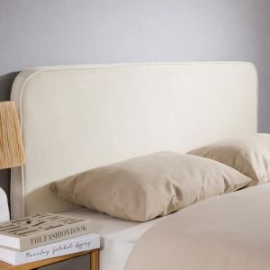 Idimex Tête de lit en tissu peau de pêche, blanc crème, 160 cm