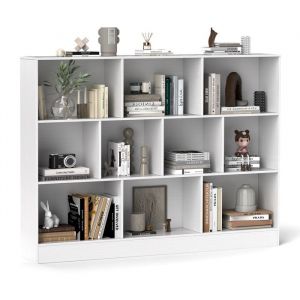 Bibliothèque, Meuble Rangement Enfant avec 10 Cubes Ouvertes, Étagère Rangement à 3 Niveaux pour Livres Jouets, Meuble Cube pour Salon/Chambre,