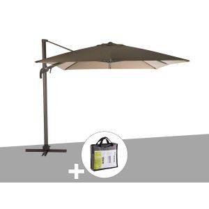 Hesperide Parasol Déporté Et Inclinable Carré Noisette Avec Housse De Protection Elea - 3 X 3 M