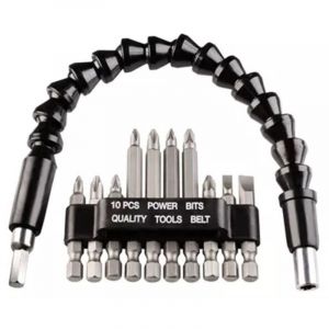 Einhell Original Coffret embouts avec arbre flexible 11 pcs (300 mm, aimant, chrome vanadium, 50 mm, queue E 6.3, acc&egrave;s difficile)