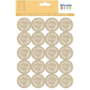 Art&eacute;mio Stickers Ronds Collection On se marie - Merci Kraft - 3 feuilles