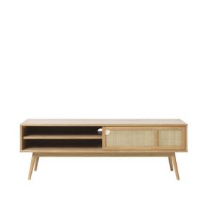 DRAWER Kiyo - Meuble tv 2 portes en bois et rotin L150cm