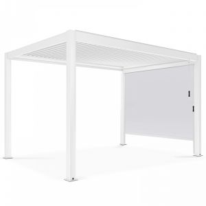 Oviala Pergola bioclimatique 3x4m autoportée avec 1 store 2,66 x 2,34 m blanc