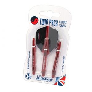 Harrows Fl&eacute;chette Twin Pack Retinamoyenne 47 mm rouge/noir