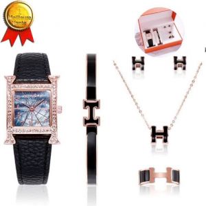 Coffret Cadeau Montre Femme - Td - Montre À Quartz - Étanche 30 Atm - Boucles D'oreilles - Parure Or
