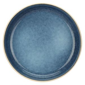 Novastyl Rose&Tulipani Assiette creuse bleue en gr&egrave;s Diam&egrave;tre 21 cm