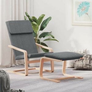 VidaXL Chaise de relaxation avec repose pied Gris fonc&eacute; Tissu