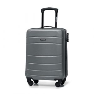 WITTCHEN Valise de Voyage Bagage à Main Valise Cabine Valise Rigide en ABS avec 4 roulettes pivotantes Serrure à Combinaison Poignée télescopique Globe Line Taille S Gris