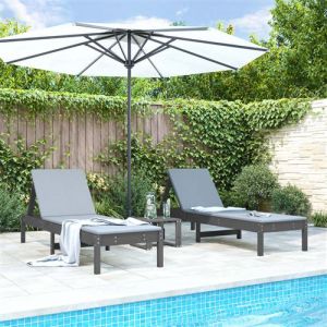 VidaXL Chaises longues 2 pcs gris 199,5x60x74 cm bois massif de pin