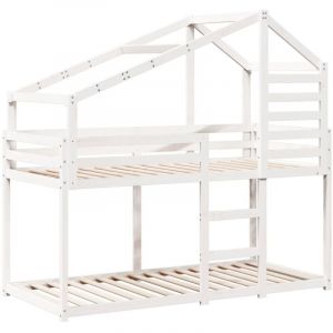 VidaXL Lit Superposé Avec Toit Blanc 90x190 Cm Bois Massif De Pin