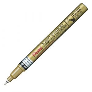 Pentel Arts Paint Marker MFP10, Marqueur peinture permanent, Pointe extra-fine, Or, Lot de 12
