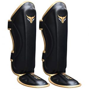 Protège Tibia enfant - Mytra Fusion - Boxe Thai Kick Boxing Arts Martiaux entraînement MMA Protege Tibia Muay Thai NOIR