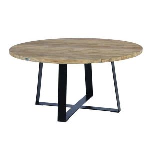 Gecko jardin Table m&eacute;tal anthracite et teck recycl&eacute; D 160 cm Orsay
