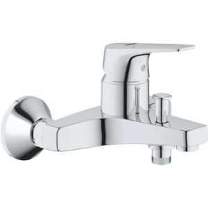 Grohe Robinet Bain/Douche Start Flow, montage mural, raccord fileté pour flexible en 1/2, rosaces métal incluses, chromé 2377