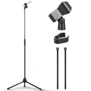Pyle Support Microphone Tr&eacute;pied R&eacute;glable avec Adaptateur 5/8&rdquo; Clip C&acirc;ble Design Pliable Compact