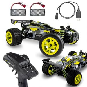 Overmax X-Pace Voiture t&eacute;l&eacute;command&eacute;e RC Car Vitesse de 45 kmh 4x4 motrices port&eacute;e de 100 m&egrave;tres Suspension &agrave; Ressort ind&eacute;pendante &eacute;clairage LED Grande Taille, Noir-Jaune