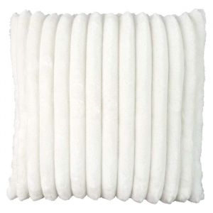 Coussin Ultra Doux Flanelle Côtelé 40x40cm Blanc Déhoussable
