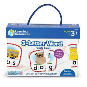 Learning Resources Cartes de puzzles de mots de trois lettres, préparation préscolaire, puzzles autocorrectifs, à partir de 3 ans