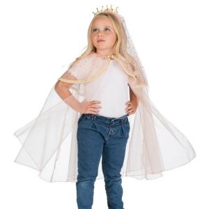 Ruedelafete Cape de princesse rose 75cm avec Serre-tête, enfant