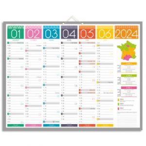 CBG Calendrier semestriel mural 2024 - Tendance - 43 x 55 cm