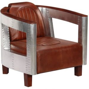 Furniture Limited - Fauteuil en style d'aviation marron cuir
