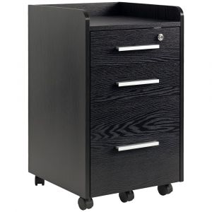 Homcom Caisson de bureau 3 tiroirs en bois noir