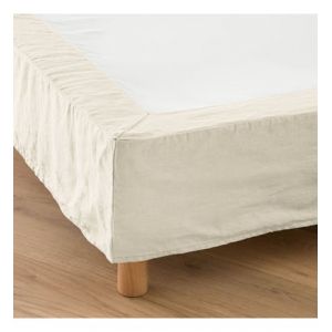 Cache sommier court uni en lin lavé, Abella