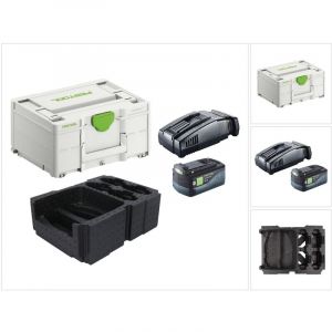 Festool Energie Set 1x BP 18 Li 5,0 ASI EU Pack de batteries 5,0 Ah 18V + SCA 16 Chargeur 10,8V - 18V + Coffret Systainer