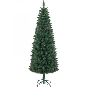 Homcom Sapin de Noël Artificiel 180 cm - Arbre de Noël Slim avec support en acier pliable, 479 branches épines Vert
