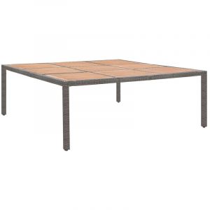 Image de VidaXL Table de jardin Gris 200x200x74 cm R&eacute;sine tress&eacute;e et acacia