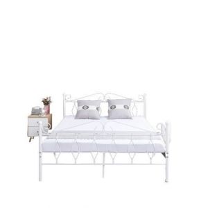 Lit 2 places JULIE 160x200 cm métal blanc sommier inclus - Contemporain - Design