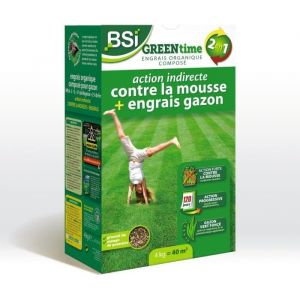 BSI Engrais Gazon - Greentime - Fertiliser le Gazon - jusqu'a 40m² - 4kg