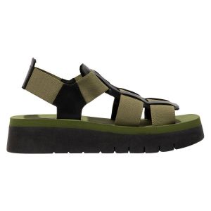 Fly London Femme SAMB245FLY Sandal, Black/Army Green/Army Green, 36 EU